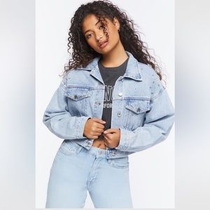 Cropped Rhinestone Denim Jacket